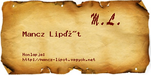 Mancz Lipót névjegykártya